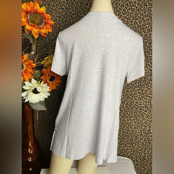 🌴3/$30🌴DOE & RAE Gray/Plaid Asymmetrical Short Sleeve Babydoll Top NWT - Picture 6 of 10